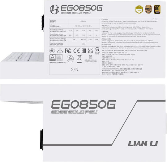 Lian Li EG0850G 850W Λευκό Τροφοδοτικό Υπολογιστή Full Modular 80 Plus Gold