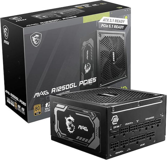 MSI MAG A1250GL 1250W Black Computer Power Supply Full Modular 80 Plus Gold