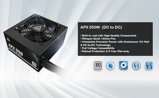 Montech APX 550W 550W Черен Компютърно захранване Пълен кабел