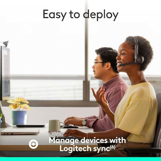 Logitech Zone 305 УЦ Безжични На ушите Мултимедийни слушалки с микрофон и връзка Bluetooth / USB-A / USB-C в Черен цвят