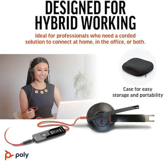 Poly Blackwire 5220 On Ear Multimedia Headphone with Microphone USB-C
