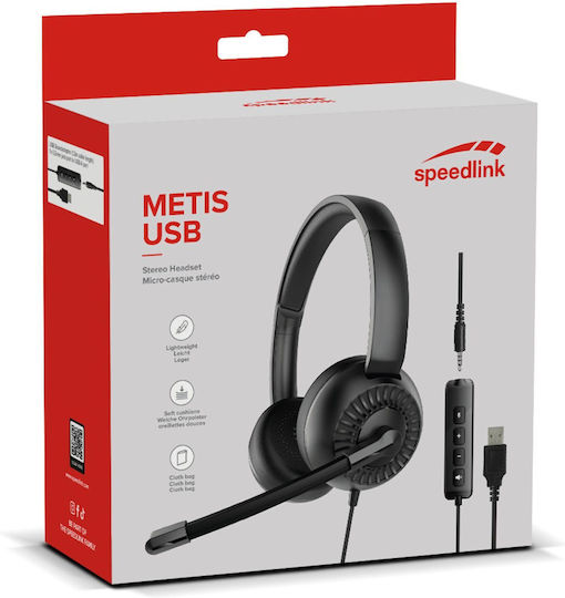 SpeedLink Auf dem Ohr Multimedia-Headsets mit Mikrofon und Verbindung 3,5 mm Klinke in Schwarz Farbe SL-870007-BK