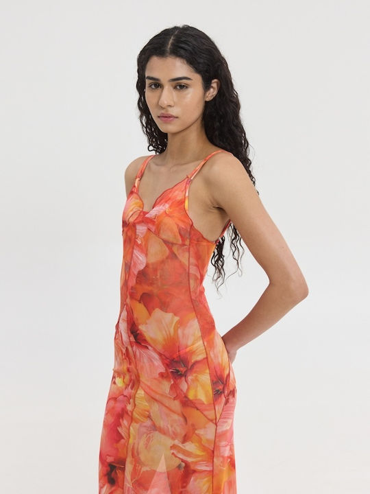 Summer Maxi Slip Dress Orange