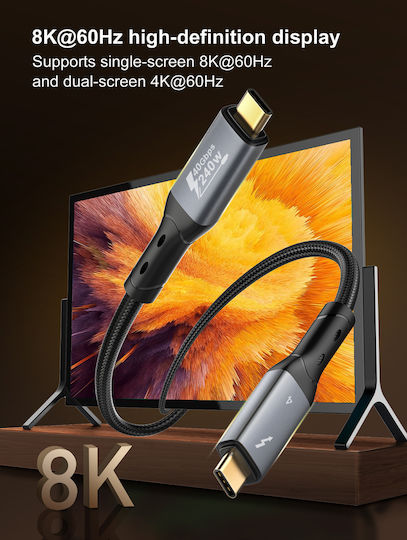 Ldnio Braided USB 4 Video Cable USB-C male - USB-C 240W Μαύρο 1m