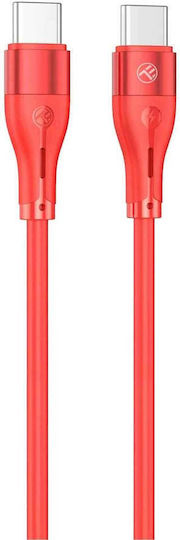 Tellur Силиконов Type-C към Type-C кабел PD60W 1m червен