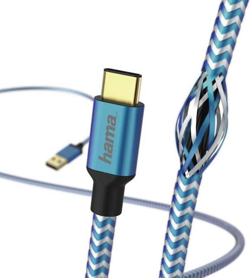 HAMA Geflochten USB 2.0 Kabel USB-C männlich - USB-A Blau 1.5m (00178295)