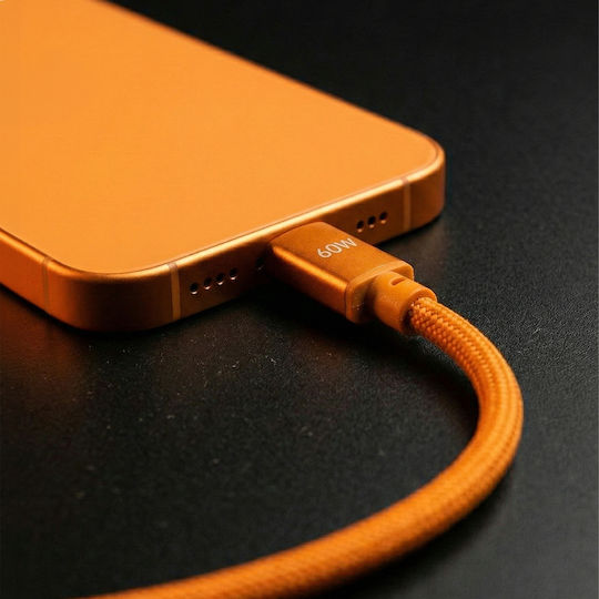 Forever USB 2.0 Cable USB-C male - USB-C 60W PD Πορτοκαλί 1m