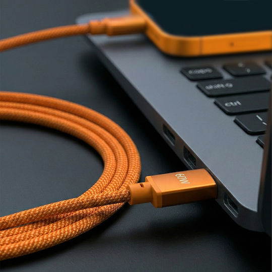 Forever USB 2.0 Cable USB-C male - USB-C 60W PD Πορτοκαλί 1m