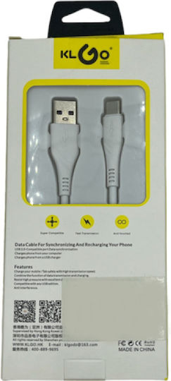 KLGO S-96 USB 2.0 Cable USB-C male - USB-A Λευκό 1m