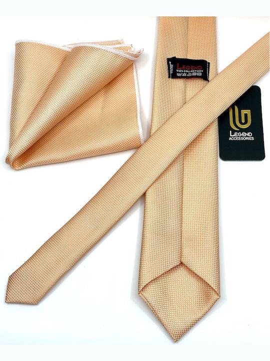 Legend Accessories Σετ Ανδρικής Γραβάτας Μονόχρωμη σε Πορτοκαλί Χρώμα