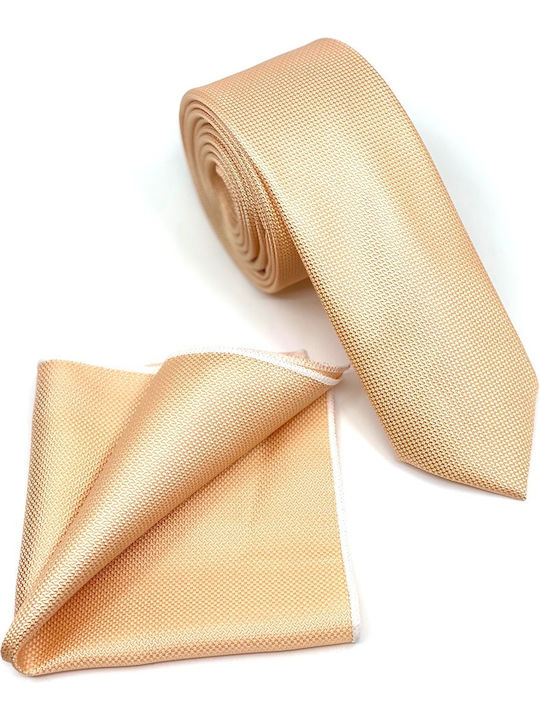 Legend Accessories Σετ Ανδρικής Γραβάτας Μονόχρωμη σε Πορτοκαλί Χρώμα