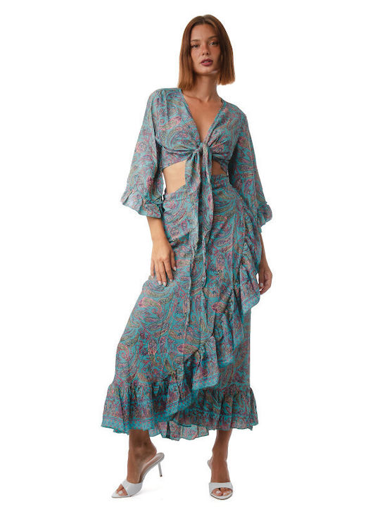 Set with Maxi Skirt Green