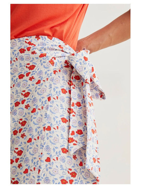 Midi Skirt Envelope Floral White