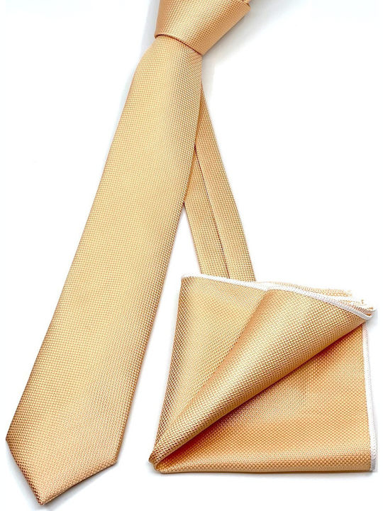 Legend Accessories Σετ Ανδρικής Γραβάτας Μονόχρωμη σε Πορτοκαλί Χρώμα