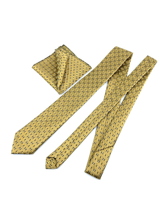 Legend Accessories Σετ Ανδρικής Γραβάτας με Σχέδια σε Χρυσό Χρώμα