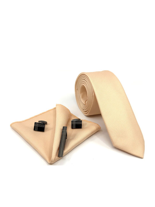 Legend Accessories Σετ Ανδρικής Γραβάτας Μονόχρωμη σε Πορτοκαλί Χρώμα