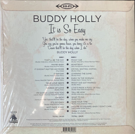 Buddy Holly It Is So Easy Gold 1 Vinyl