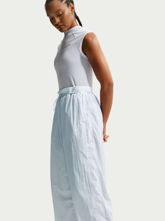 Nsw Women's High Rise Fabric Trousers in Loose Fit Platinum