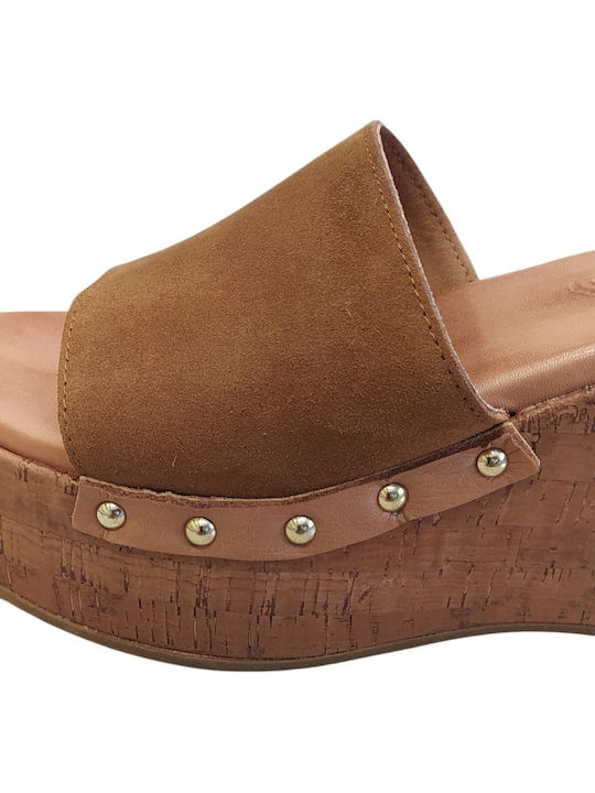 Damenplattformen Tabac Braun