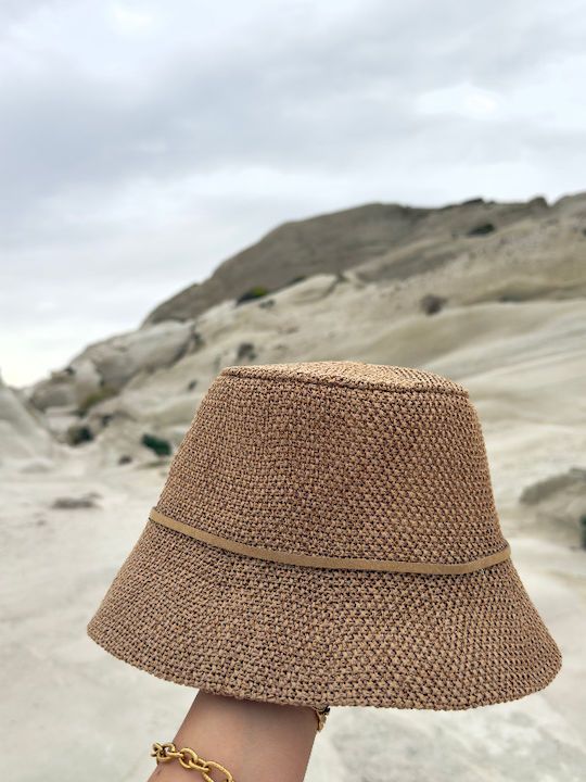 LiebeQueen Damenhüte Rattangeflecht Bucket Braun