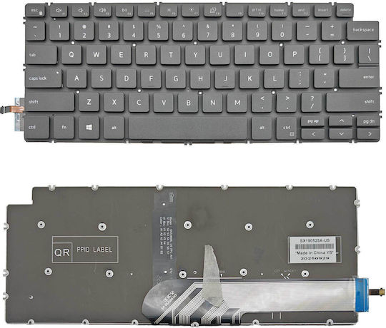 Laptop Keyboard for Dell Backlit without Frame with Frame English (US) Layout in Black Colour SX190525A