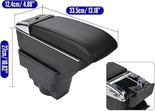 Car Leather Armrest for Opel Astra 2009–2018 Black