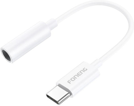 Foneng Конвертор USB-C мъжки към 3.5mm женски Бял 1бр BM21