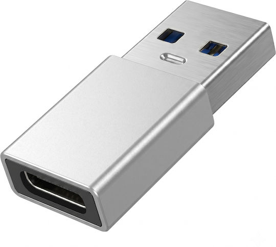 Blue Star Μετατροπέας USB-A male σε USB-C female Λευκό 1τμχ