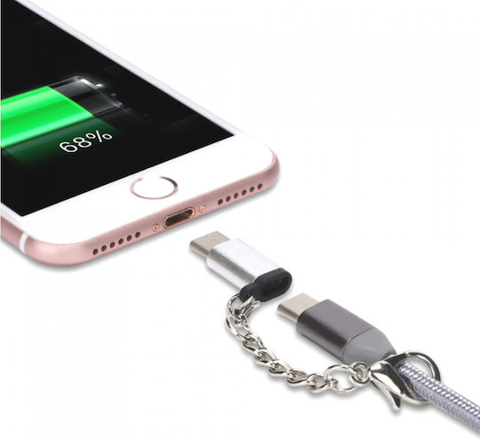 Andowl Q-Z04 Convertor USB-C masculin în micro USB feminin Argintiu 1buc