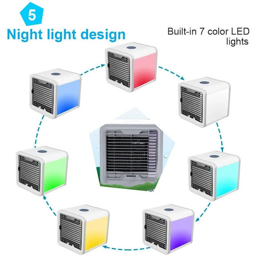 Mini Air Conditioner USB Fan with 7-Color LED Lighting 17cm x 17cm x 17cm