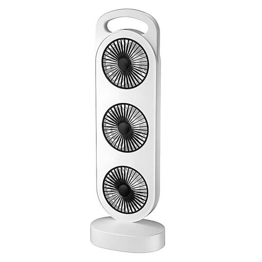 Rechargeable Triple Table Fan 5v 3w 3 Speeds 120x83x365mm White-Black S31