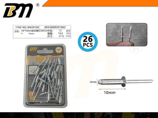 Aluminum Rivets M4x10mm 26 Pieces