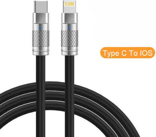 Редовна USB-A към Lightning кабел 36W Черен 1м
