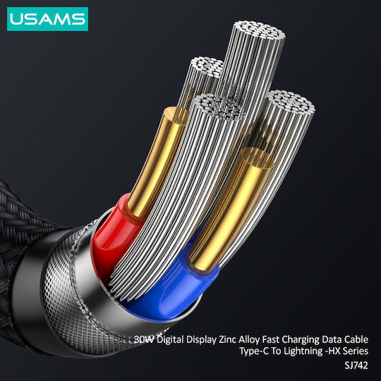 Usams USB-C zu Lightning Kabel 30W Schwarz 1.2m (d-SJ741USB01)