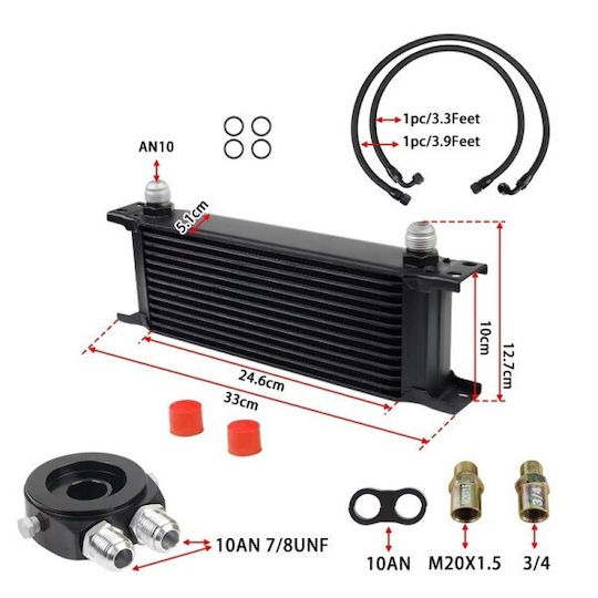 Auto-Kühlschrank Öl Auto 13 Reihen An10 37° Schwarze Flexible Schläuche Adapter Sandwich Zubehör