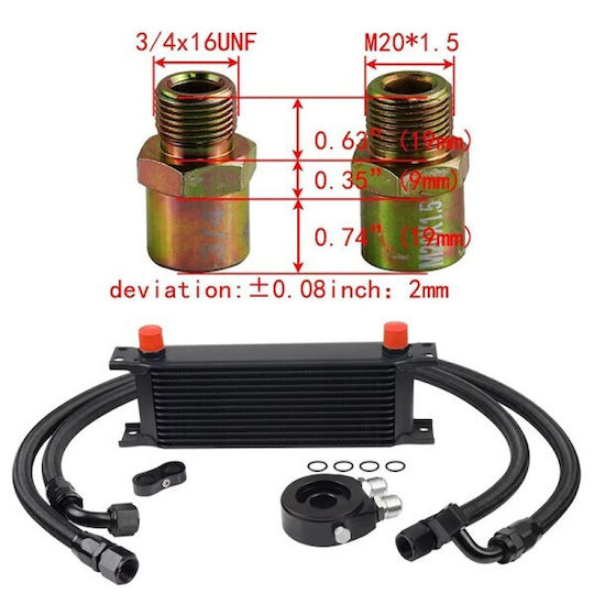 Auto-Kühlschrank Öl Auto 13 Reihen An10 37° Schwarze Flexible Schläuche Adapter Sandwich Zubehör