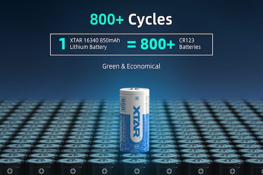 XTAR Επαναφορτιζόμενη Μπαταρία 16340 Li-ion 850mAh 3.7V 1τμχ