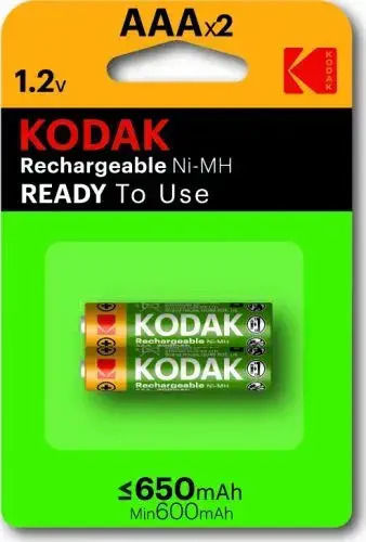 Kodak Ready To Use Rechargeable Battery AAA Ni-MH 650mAh 1.2V 2pcs
