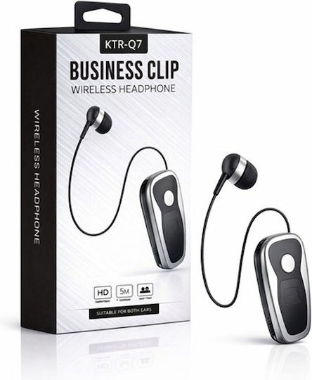 KTR-Q7 In-ear Bluetooth Handsfree Ακουστικό Πέτου Ασημί