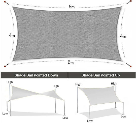 Dalimond Rectangular Grey Shade Sail With Hoop 3x4m 180gr/m²