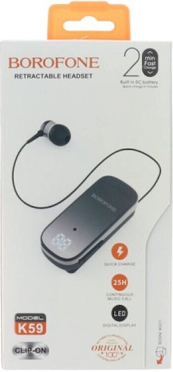 Borofone K58 In-ear Bluetooth Handsfree Ακουστικό Πέτου Μαύρο