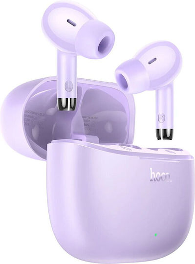 Hoco EQ2 In-ear Bluetooth Handsfree Ακουστικά με Θήκη Φόρτισης Μωβ