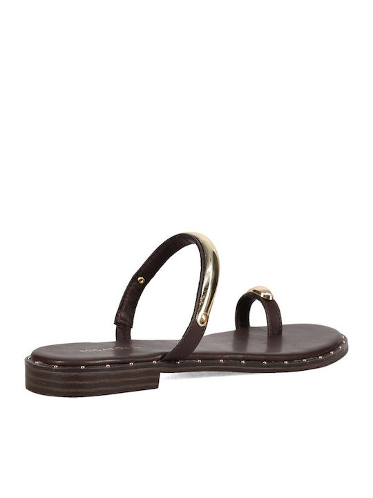 Damen Flache Sandalen Braun