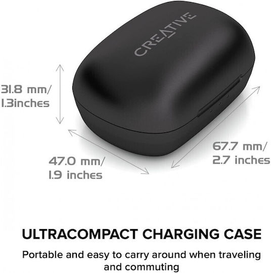 Creative SenseMore Air Earbud Bluetooth Handsfree Ακουστικά με Αντοχή στον Ιδρώτα και Θήκη Φόρτισης Μαύρα