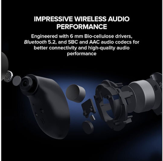 Creative SenseMore Air Earbud Bluetooth Handsfree Ακουστικά με Αντοχή στον Ιδρώτα και Θήκη Φόρτισης Μαύρα