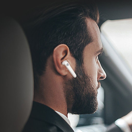 Usams SD Series Earbud Bluetooth Handsfree Ακουστικά με Θήκη Φόρτισης Λευκά