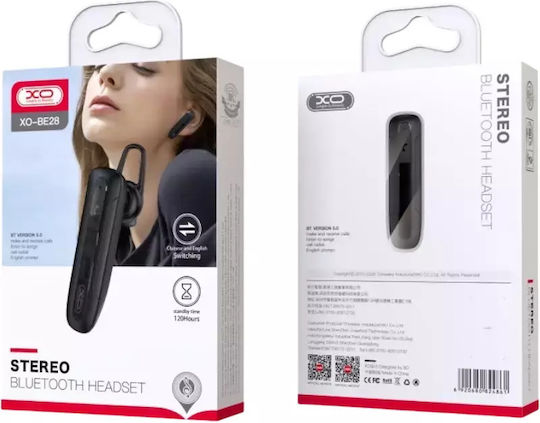 XO BE28 In-ear Bluetooth Handsfree Ακουστικό με Θήκη Φόρτισης Μαύρο