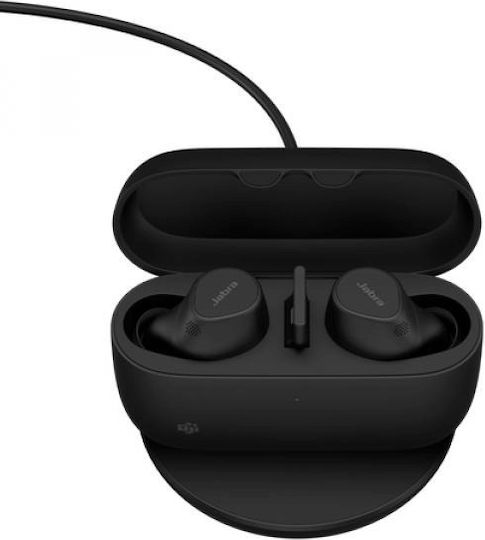 Jabra Evolve2 USB-A UC - Wireless Charging Pad In-Ear Bluetooth-Freisprecheinrichtung Kopfhörer mit Ladeetui Schwarz