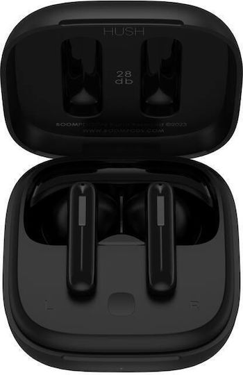 Boompods Bassline Hush In-ear Bluetooth Handsfree Căști cu Rezistență la Transpirație și Carcasă de Încărcare Negru