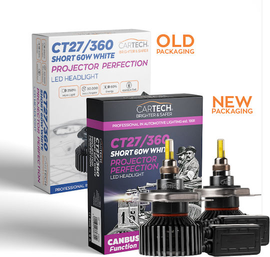 Cartech Λάμπες Αυτοκινήτου H4 LED Λευκό 60W 2τμχ